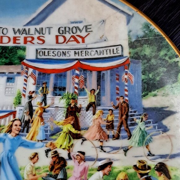 Vintage Little House On The Prairie Founder's Day Collection Picnic Plate 24kt - Picture 3 of 10